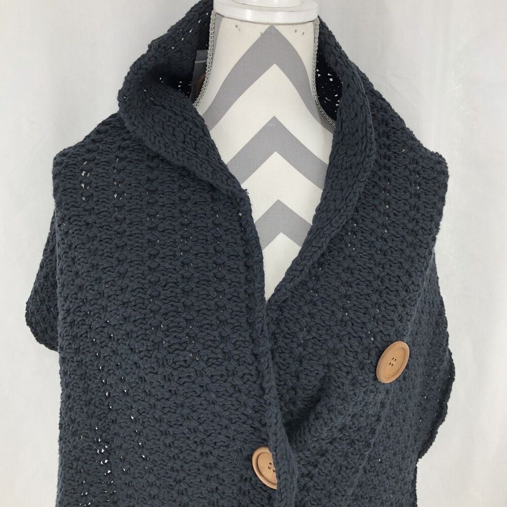 Soma The Night in Fireside Shoulder Wrap Shawl Black 3 Button NWT